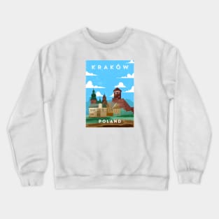 Poland, Krakow, Cracow.Retro travel poster Crewneck Sweatshirt